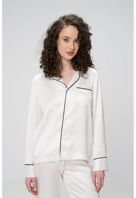 Пижама с контрастни шевове - Черен/Бял