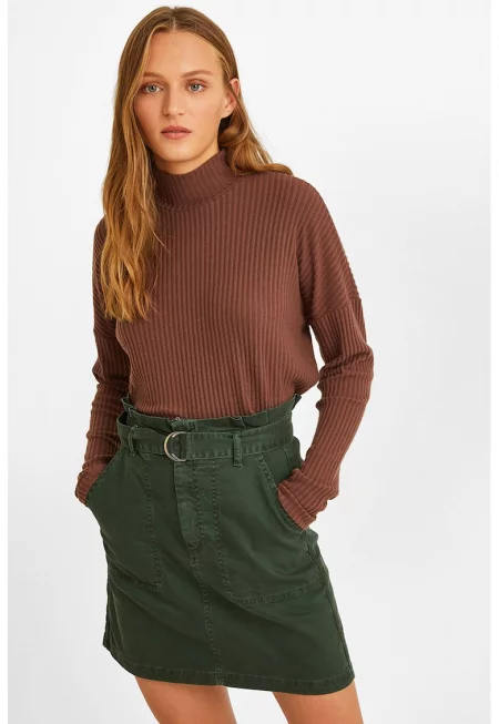 Пуловер с рипс и паднали ръкави