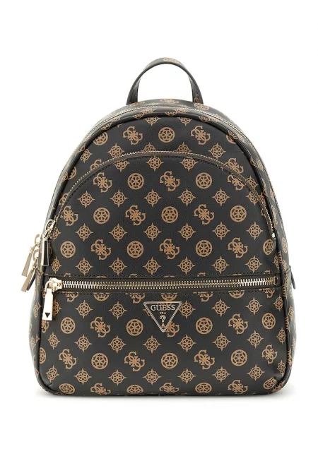 Раница Fashion от еко кожа с монограм - Черен/Жълт