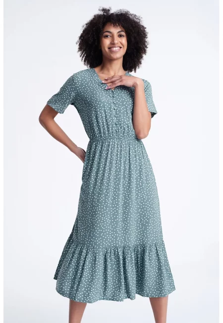 Разкроена рокля с шпиц и десен