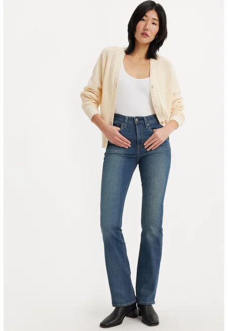 Разкроени дънки 725 с висока талия - Син