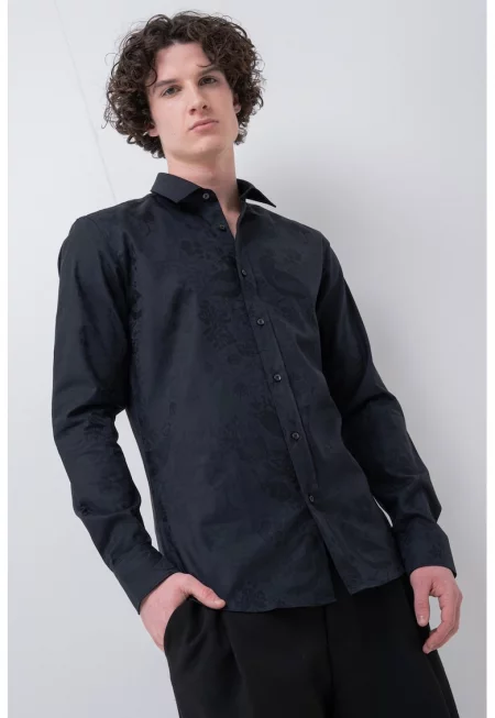 Риза Elisha с дълги ръкави - Черен