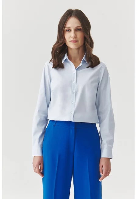 Риза с овален подгъв - Ледено синьо