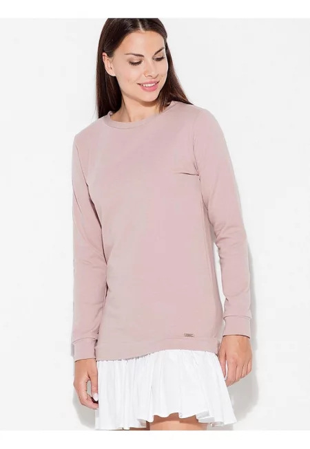 Рокля  дълъг ръкав - волан - памук - бяла