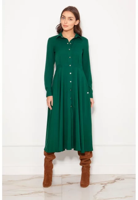 Рокля-риза с дълги ръкави и копчета
