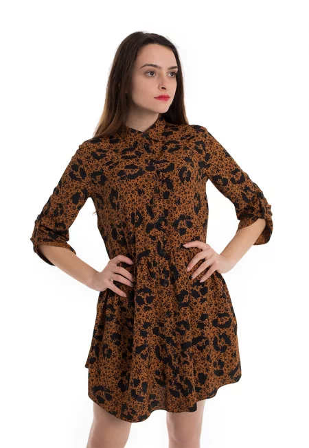 Рокля тип риза Marina с разкроен подгъв