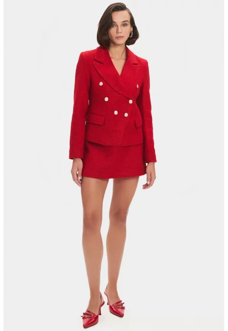 Сако от туид и пола - Червен