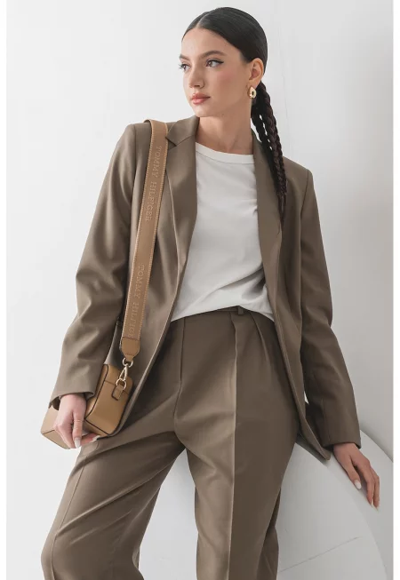 Сако с обшити джобове и монограми - Светлокафяв