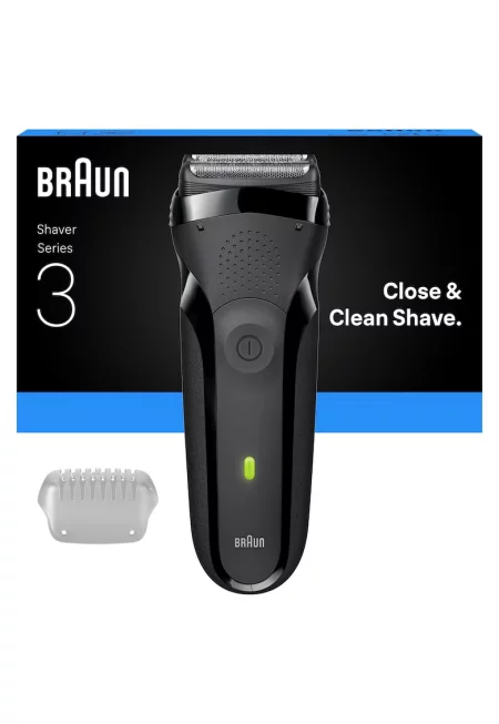 Самобръсначка  Series 3 300s - за мокро и сухо бръснене - 3-гъвкави ножчета - ергономична дръжка - автономност 30 мин - черно/зелено - Сив