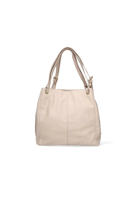 Шопинг чанта от еко кожа с отделяща се презрамка - Тъмнобежово