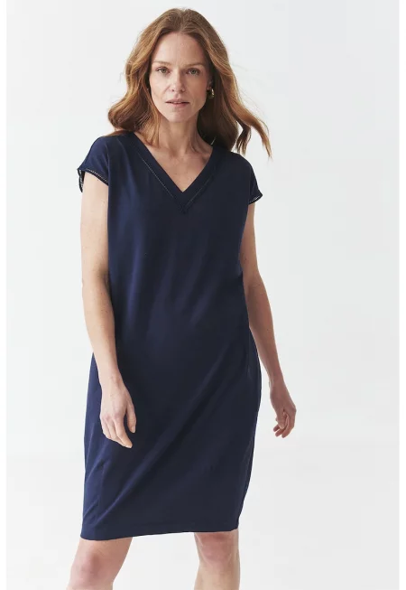 Шпиц рокля с памук - Тъмносин