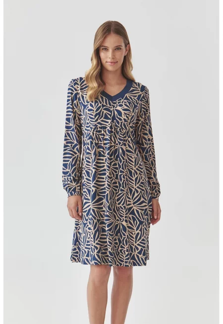 Шпиц рокля - Тъмносин/Бежов