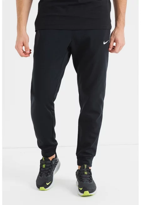 Скосен фитнес панталон с лого - Черен