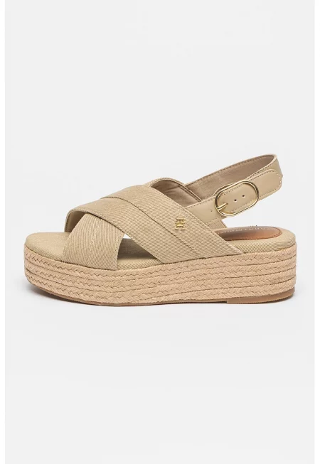 Скосени сандали с отворена пета - Тъмнобежово