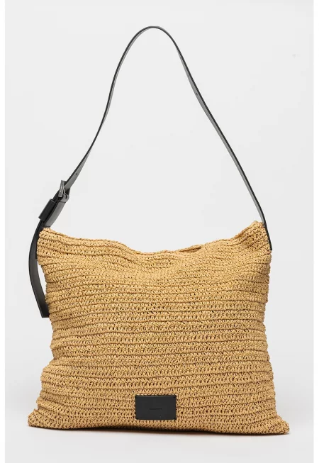 Сламена хобо чанта Asha - Бежов