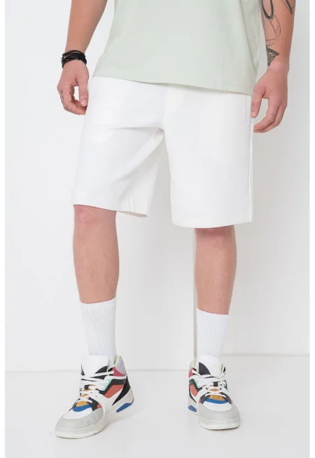 Спортни бермуди с лого - Бял