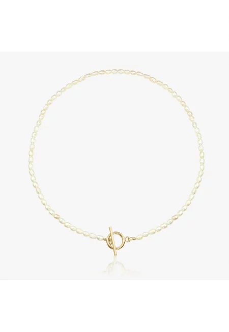 Сребърно колие Locked Golden - Естествени перли