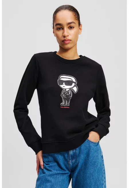 Суитшърт с органичен памук с лого - Черен