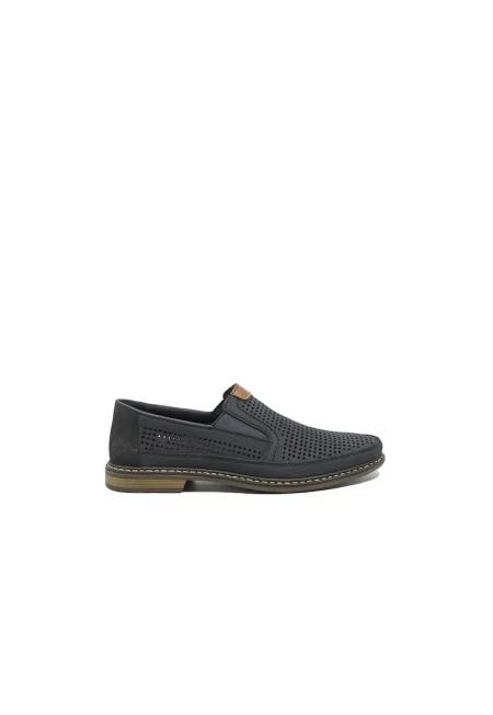 Тъмносини ежедневни обувки  от естествена кожа с перфорации RIK13459-14