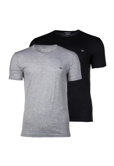 Тениска с овално деколте - 2 броя - Черен/Сив