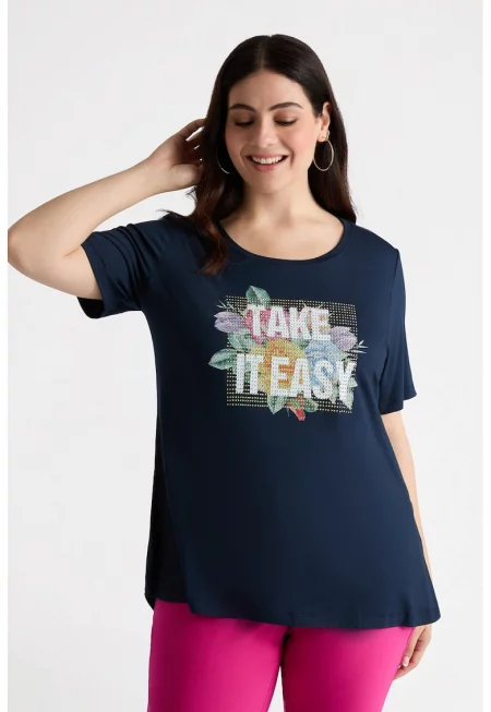 Тениска с овално деколте и графика