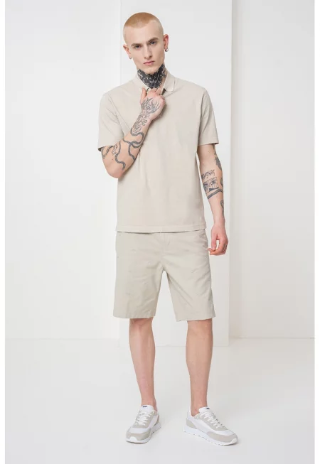 Тениска с яка - Бежов