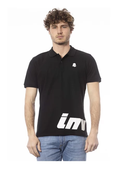 Тениска с яка и лого - Черен