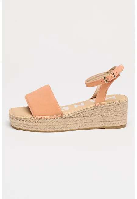 Велурени сандали тип еспадрили Hamptons - Бежов/Прашно розово