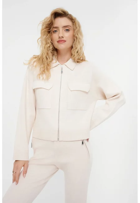 Жилетка с цип - Светло бежово