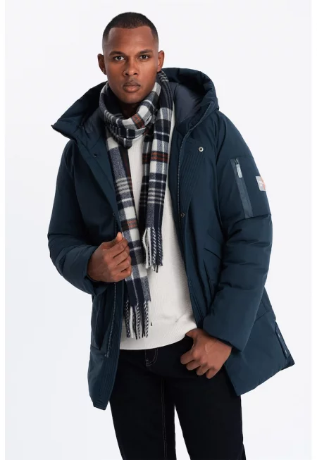 Зимно яке с качулка - Тъмносин