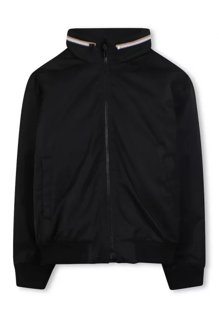 Зимно яке с цип и скрита качулка - Черен