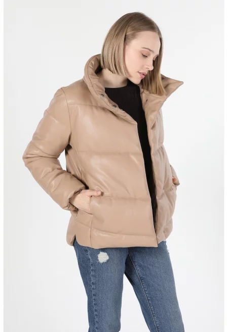 Зимно яке с висока яка - Бежов