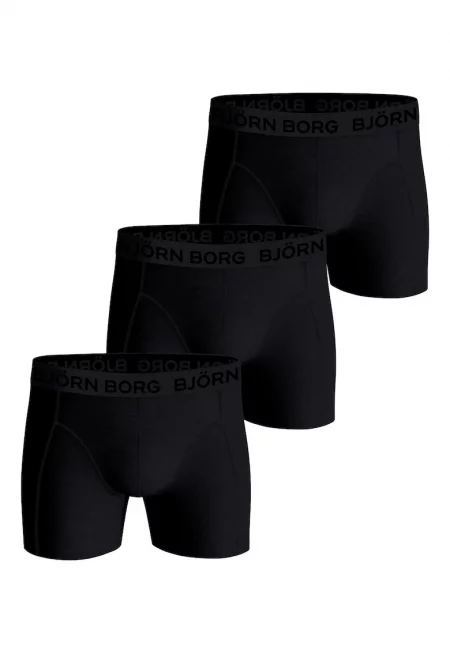 Боксерки с памук с лого на талията - 3 чифта - Черен