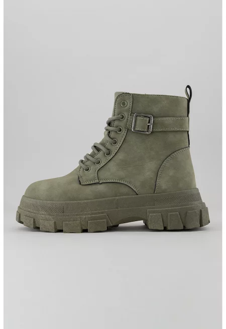 Боти от еко велур - Папратово зелено