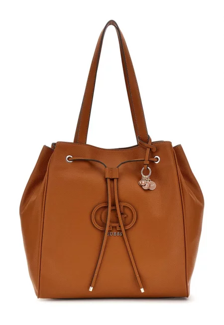 Чанта от еко кожа с аксесоар лого - Изгорен портокал