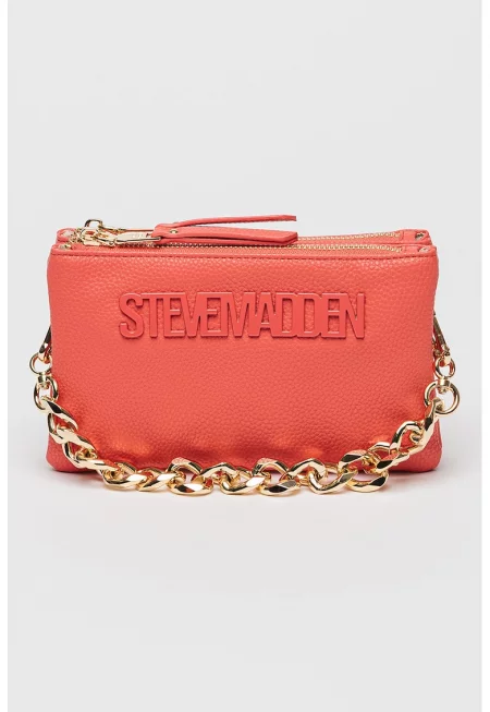 Чанта през рамо Nicco от еко кожа с лого - Корал