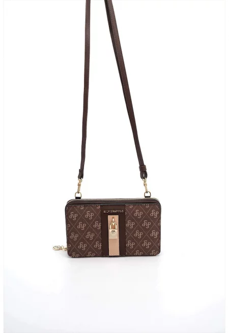 Чанта през рамо от еко кожа - Тъмнокафяв - 11x19x5