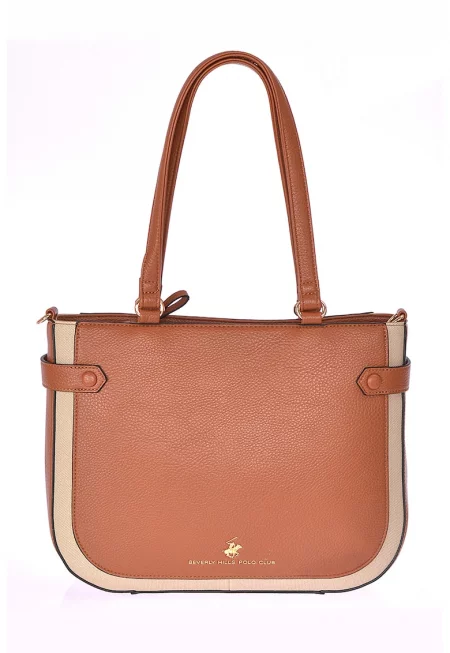 Чанта за рамо от еко кожа с лого - Керемидено червено