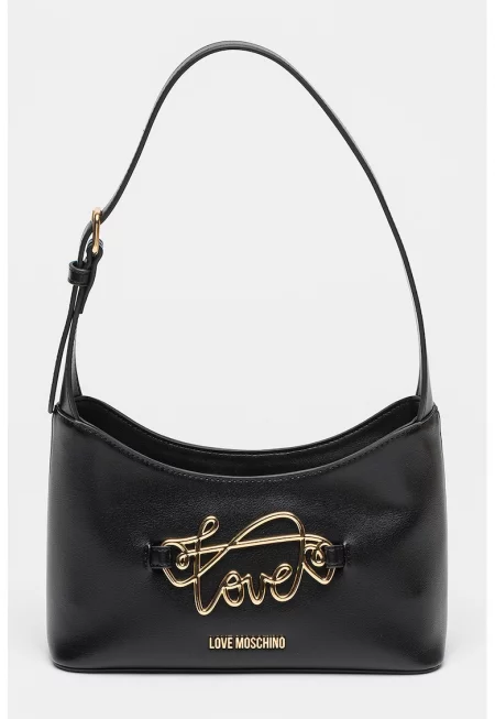 Чанта за рамо с метално лого - Черен