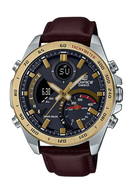 Часовник  Edifice ECB-900GL-1AER - соларен - Bluetooth - 10 ATM - черен - кафяв