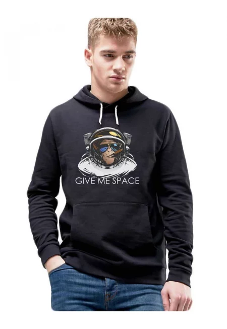 Черен мъжки суичър с качулка - Дайте ми пространство