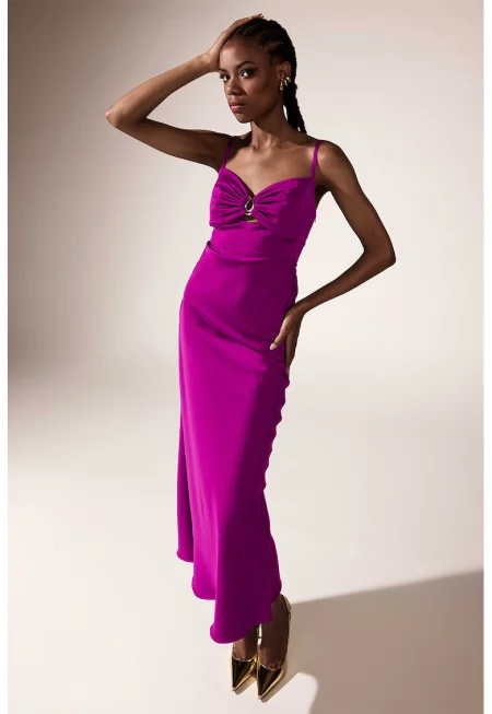 Дълга класическа рокля Sight с метален детайл - Аметист