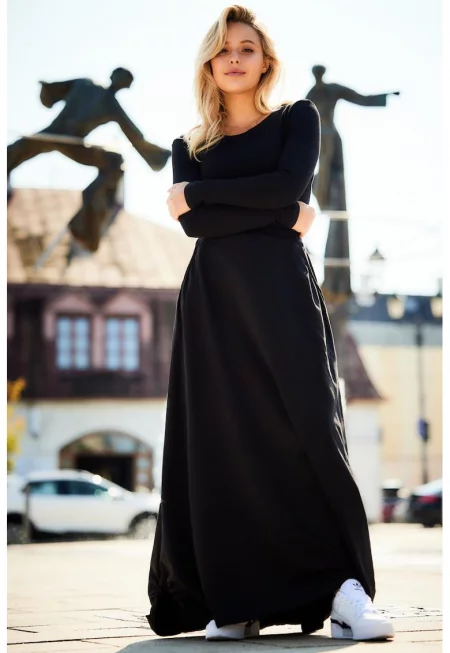 Дълга пола със странична цепка и еластични вложки