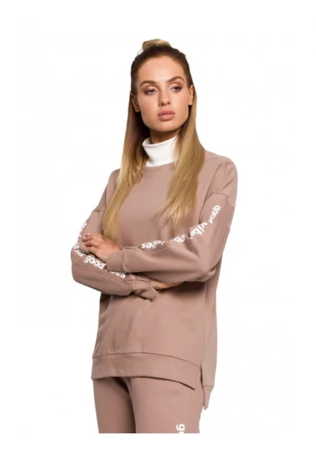 Дамска блуза  с яка - памук - полиестер - нюд - бяла -