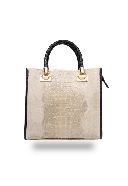 Дамска чанта  Ava - Кожена - Бежов