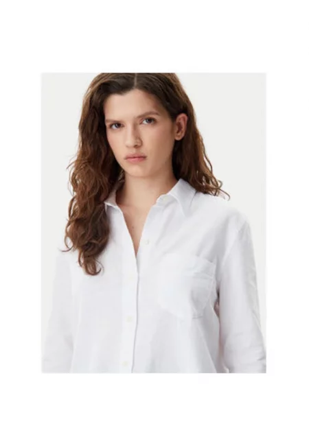 Дамска риза -  305290816 - Лен/Памук - Бяла -