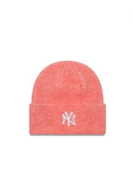 Дамска шапка  Wide Cuff Bean - розова - синтетичен материал