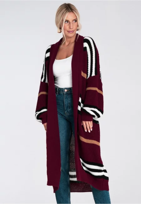 Дамска жилетка -  бордо - акрилна плетена материя