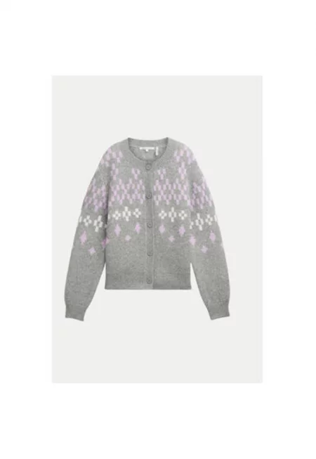 Дамски кардиган -  304546785 - Акрил/Полиестер - Сив - Сив