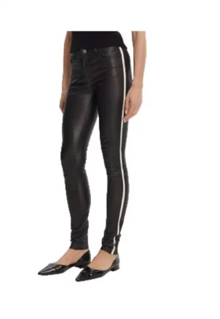 Дамски панталон -  Естествена кожа - Черен